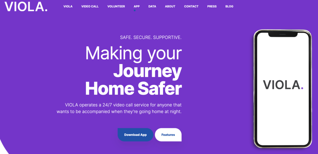 screenshot of the Viola Walk Home app website