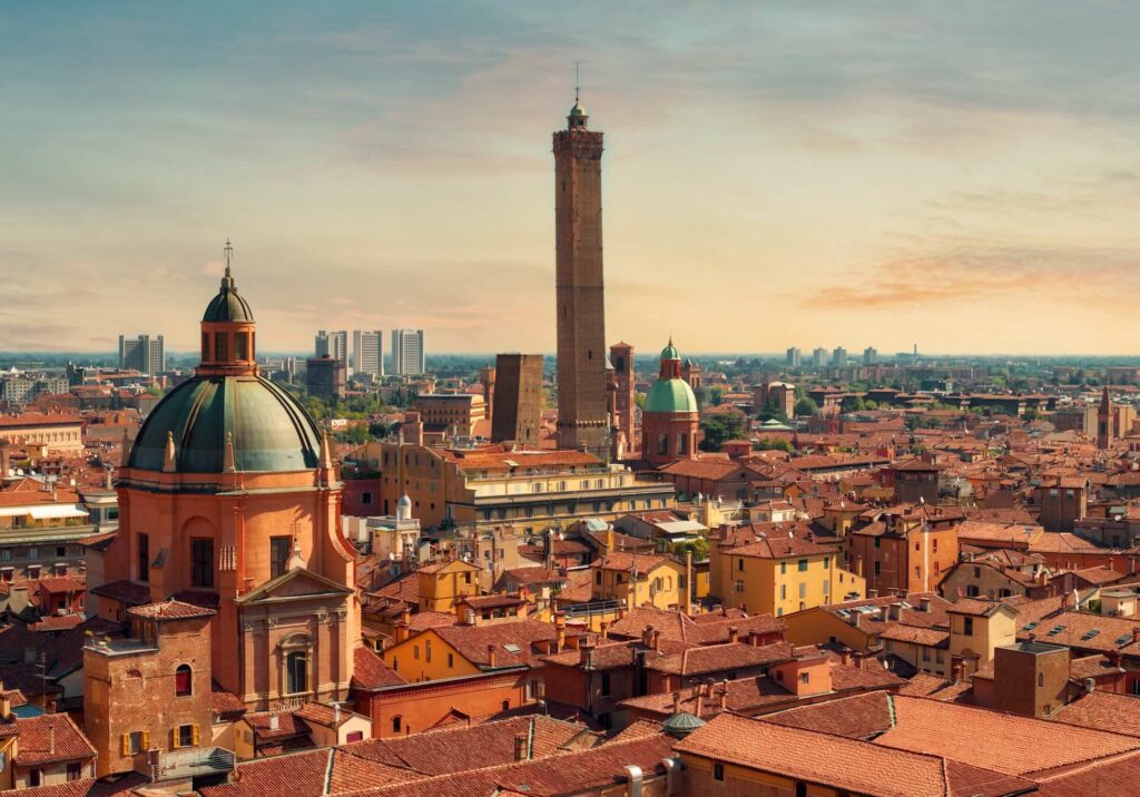 a skyline view of Bologna, Italy