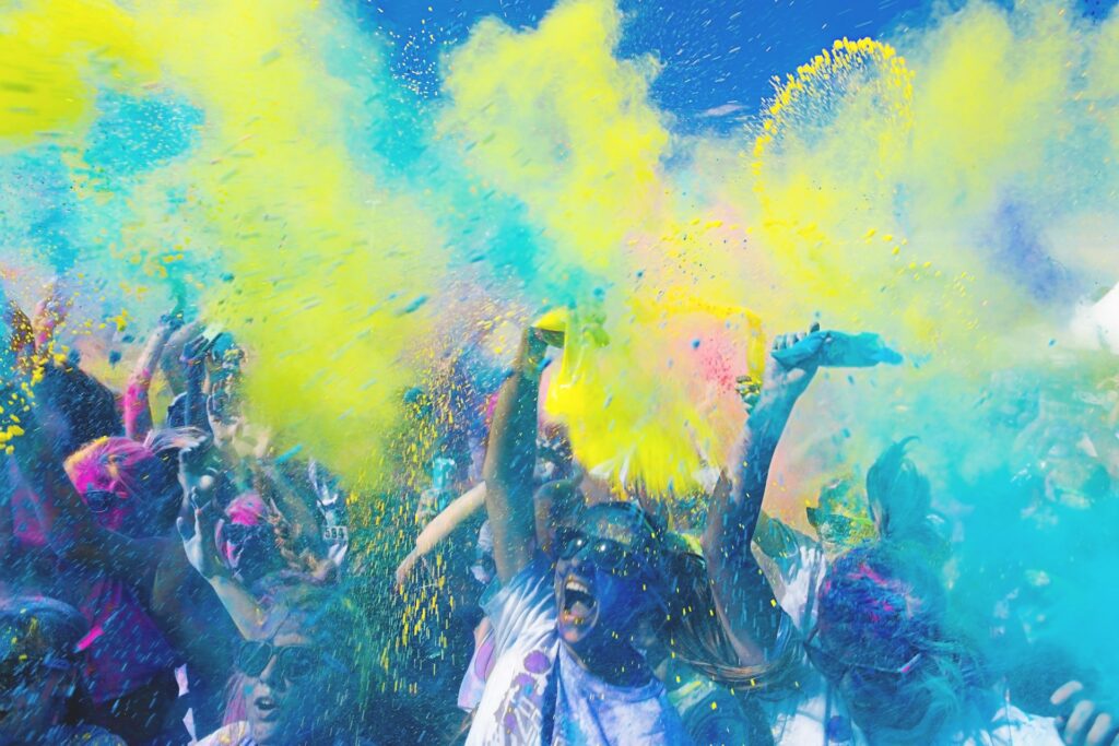 Marathoners scream in excitement at a previous Color Run event.